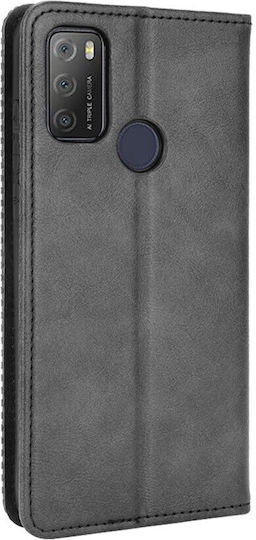 Tel1 Tcl 20y Alcatel 1s 2021 Magnetic Buckle Retro Book Mobile Phone Case Black