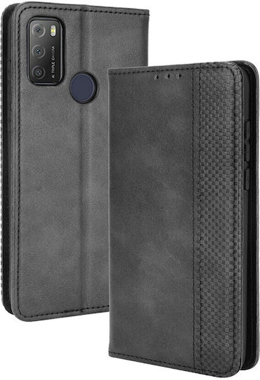 Tel1 Tcl 20y Alcatel 1s 2021 Magnetic Buckle Retro Book Mobile Phone Case Black