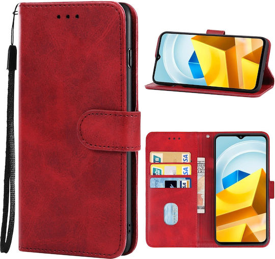 Tel1 Xiaomi Poco M5 Brieftasche Handyhülle Rot