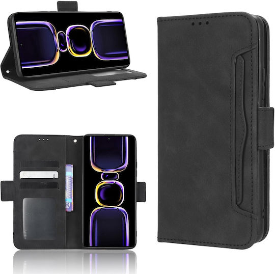 Tel1 Xiaomi Poco F5 Pro 5g Skin Feel Calf Texture Card Slots Book Case Black