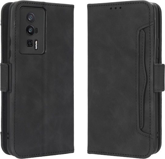 Tel1 Xiaomi Poco F5 Pro 5g Skin Feel Calf Texture Card Slots Book Case Black
