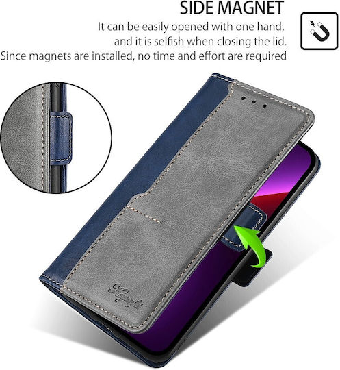 Tel1 Tcl 50 Se Contrast Color Side Buckle Husa Tip Book Albastru Gri