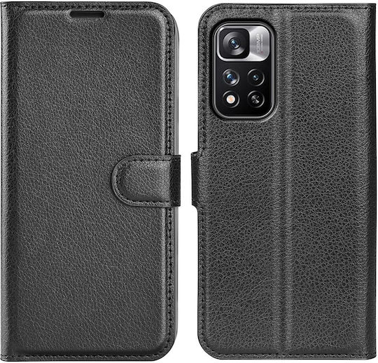 Tel1 Xiaomi Redmi Note 11 Pro+ 5G Litchi Texture Horizontal Book Mobile Phone Case Black