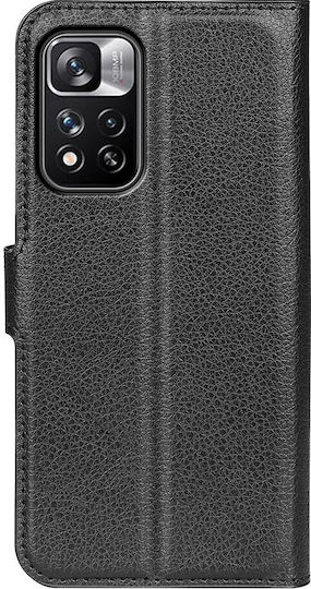 Tel1 Xiaomi Redmi Note 11 Pro+ 5G Litchi Texture Horizontal Book Mobile Phone Case Black