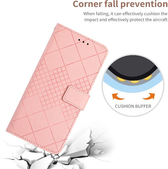Tel1 Xiaomi Redmi Note 12 Pro 4g Rhombic Grid Texture Book Mobile Phone Case Pink