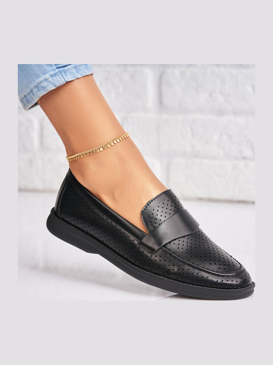 Damen Mokassins in Schwarz Leder