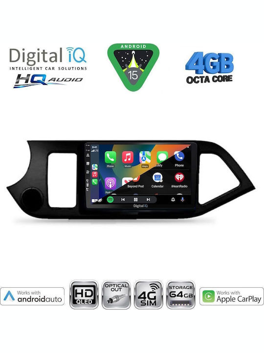 Digital IQ Car Audio System for Kia Picanto 2011-2017 (Bluetooth/USB/WiFi/GPS/Apple CarPlay/Android Auto) with 9" Touch Screen