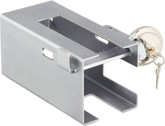 Relaxdays Silver Metal Trailer Lock Silver 11x23.5x15 Cm