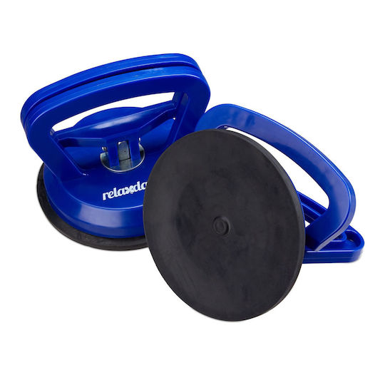 Relaxdays Set 2 Suction Cups Blue Black 10x12x12 Cm