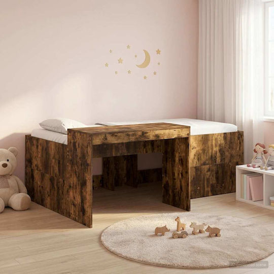 Kinderbett Einzel mit Schreibtisch Braune für Matratze 90x200cm