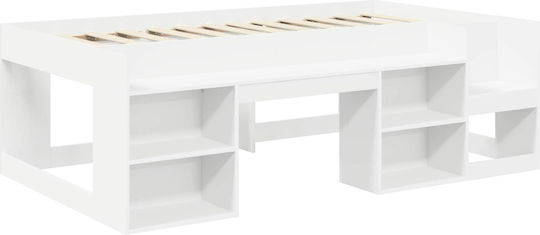 Kinderbett Einzel mit Stauraum Weiß für Matratze 90x200cm