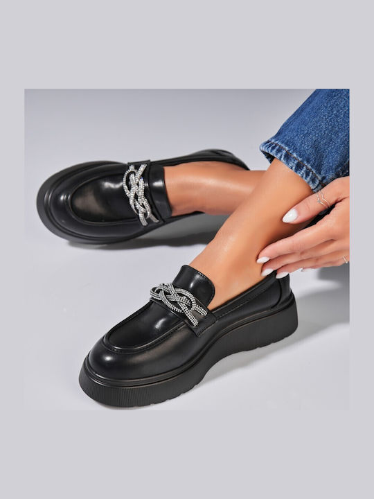 Mocasini Dama Din Piele În Culoare Neagră