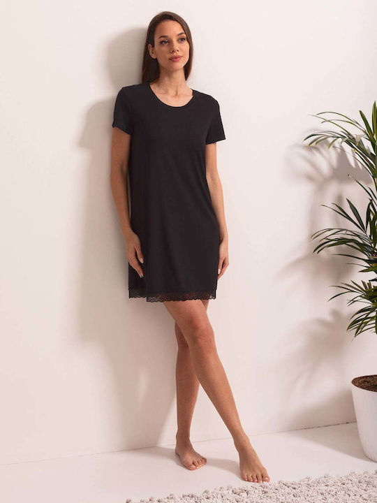 Sofiaman Sofiaman Sommer Damen Nachthemd Schwarz