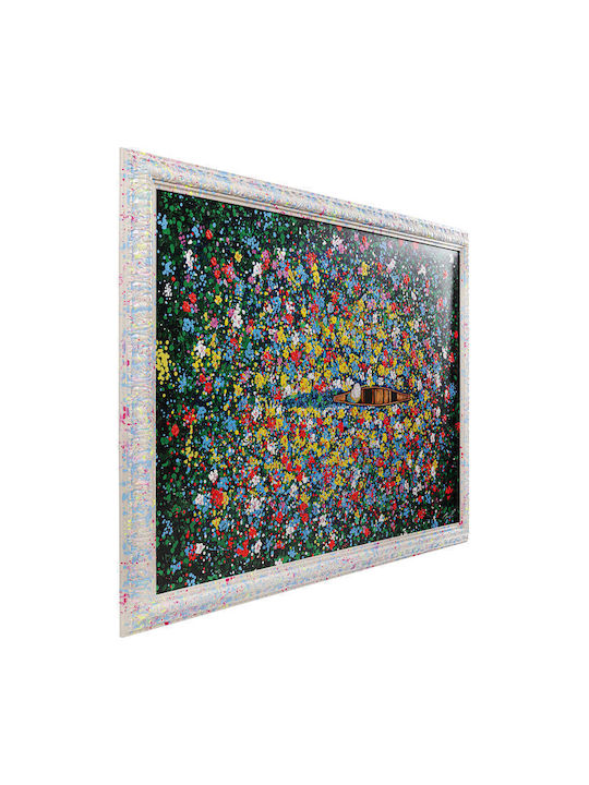 Framed Picture Floating Flower Market 150x100cm