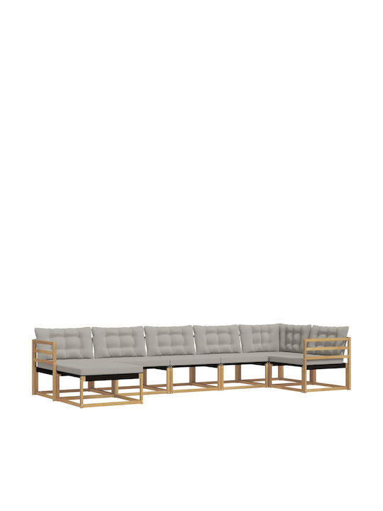 Ecksofa Outdoor-Hölzernes mit Kissen 404x166.5x73cm