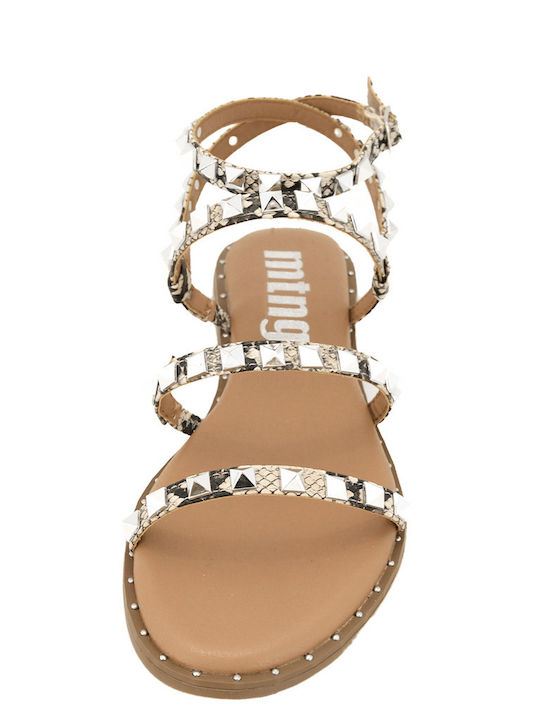 Leather Women's Flat Sandals Ecru