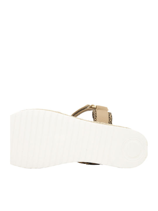 Leather Women's Flat Sandals Brown