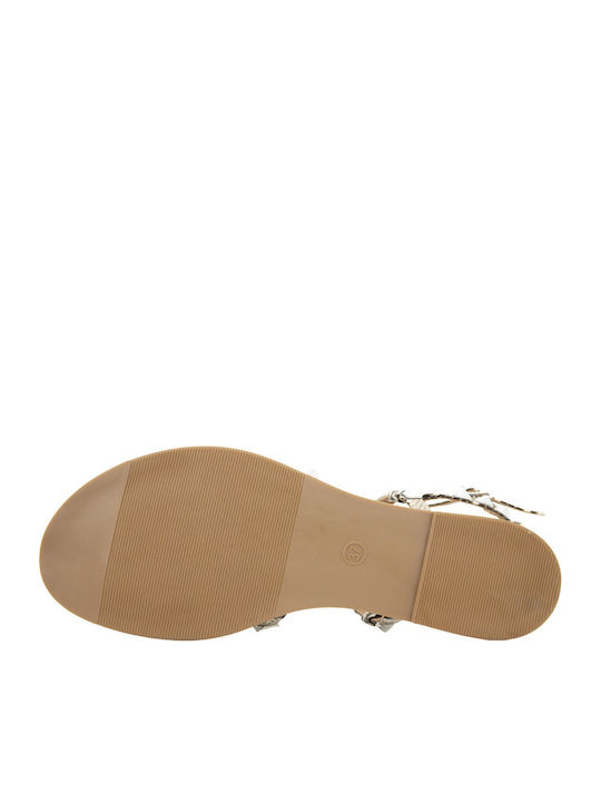 Leather Women's Flat Sandals Ecru