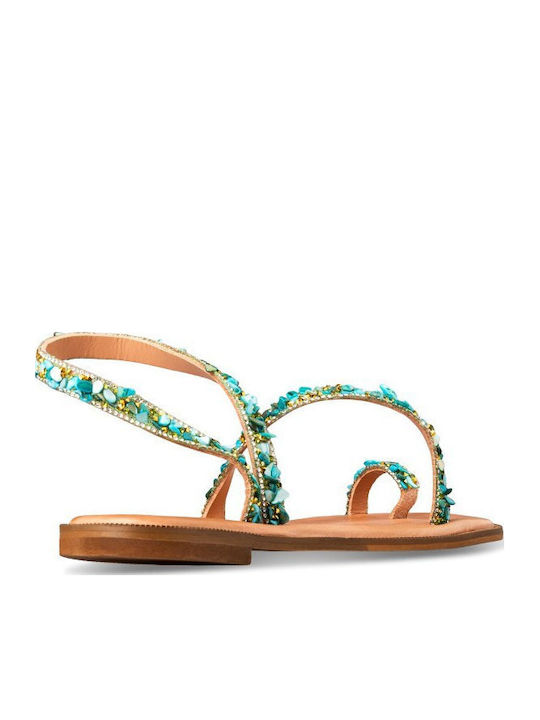 Leather Women's Sandals Blue