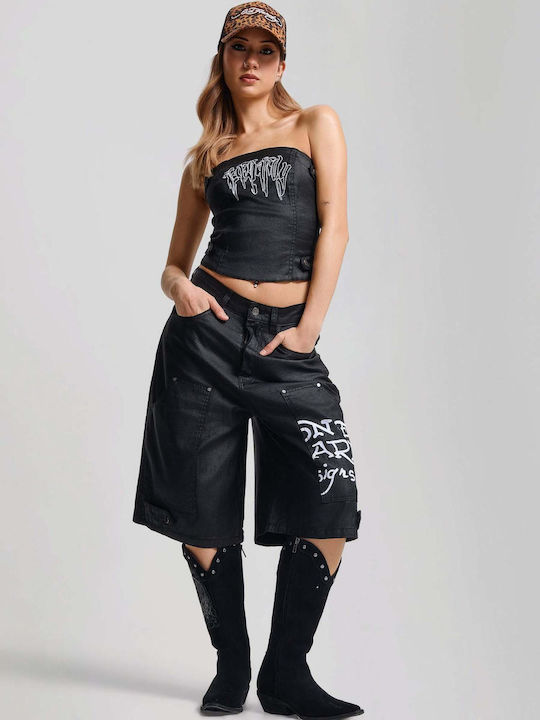 Women's Corset Strapless Black Blouse