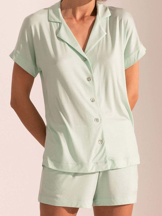 Sofiaman Sofiaman Sommer Damen Schlafanzug Set Grün Cameron