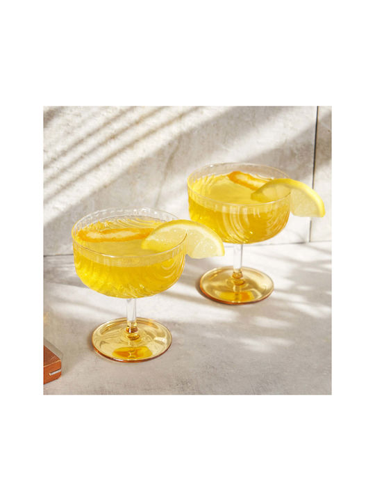 Viski Gatsby Set Cocktail/Drinking Glasses Made of Glass in Gold Colour 266ml 2 Pieces