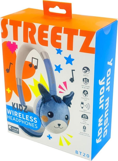 Streetz BT20 Wireless / Wired Kids' On Ear Headphones with 25 Hours Playing Time Blue