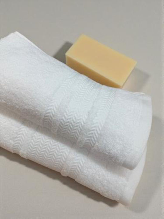 Linea Home Πετσέτα Προσώπου Pied 50x90εκ. Λευκή Βάρους 550gr/m²