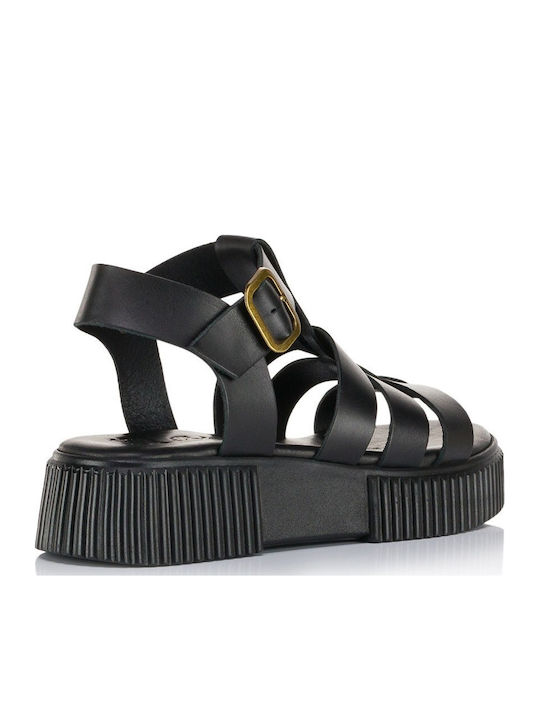 Дамски Кожени Сандали Черни