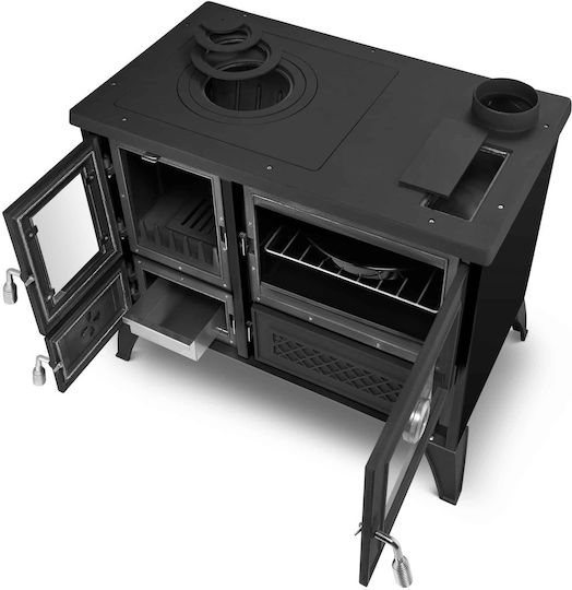 Simge 801 Stella Cast Iron Wood Stove with Oven 9kW Black