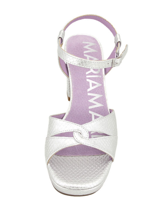 Damen Sandalen Silber Leder