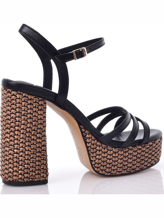 Damen Sandalen Schwarz Leder
