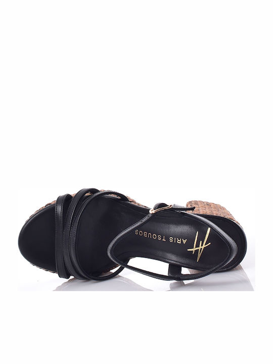 Damen Sandalen Schwarz Leder