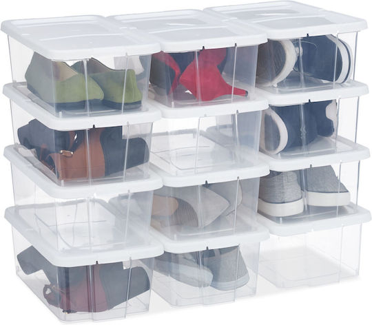 Relaxdays Casetă Din Plastic Pentru Depozitare Haine Albă 12.5x34.5x20cm 12 Bucăți