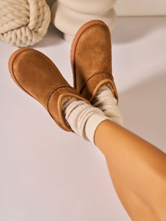 Suede Damen Stiefeletten Tabac Braun