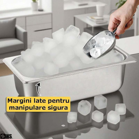 Tavă Gastronorm Din Oțel Inoxidabil Siks Cu Capac Inclus Depozitare Bucătărie Salate Sosuri Alimentar Compatibil Cuptor Frigider Vitrină Stivuibil Capacitate 6.2l Dimensiuni 32,5 Cm X 17,5 Cm X 10 Cm Adâncime Gn Argintiu