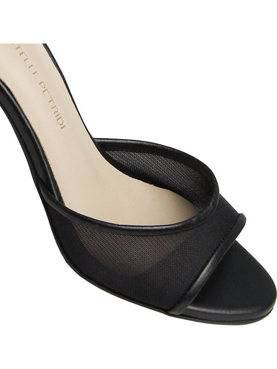 Leather Mules With High Heel In Black Colour