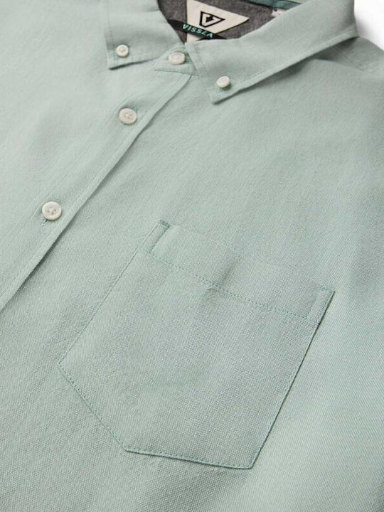 Cămașă cu Mâneci Scurte în Linie Lată Verde Aloe