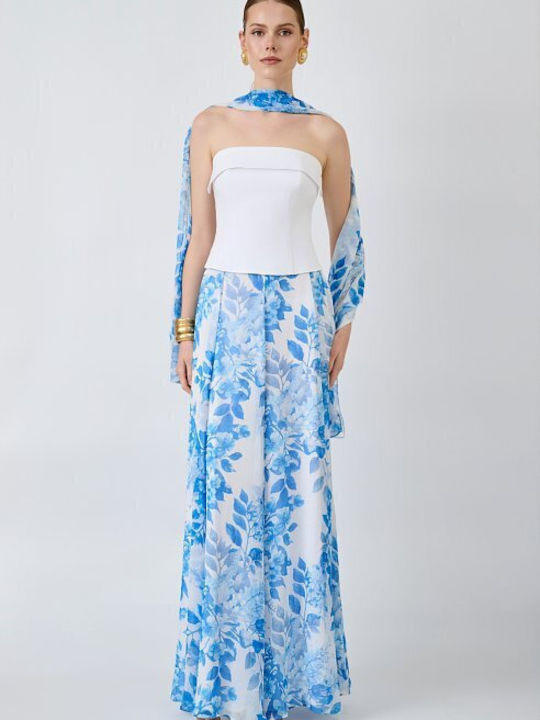 Maxi Skirt Floral Light Blue