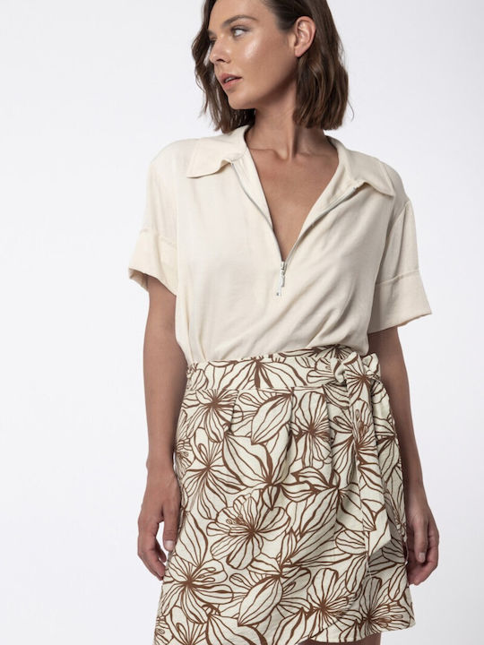 Mini Envelope Floral Black Cream Skirt