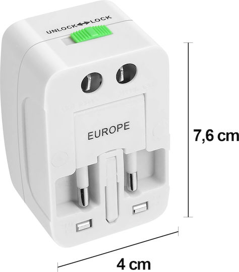 Avizar Universal Power Adapter Electrical Devices Surge Protection White