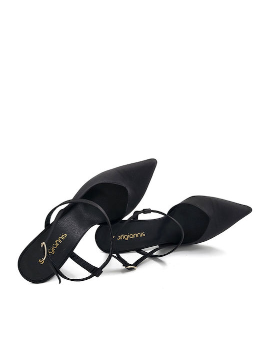 Pointed Toe Heels with Strap Black