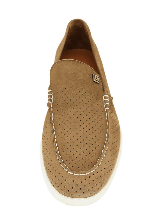 Suede Men's Loafers in Beige Colour