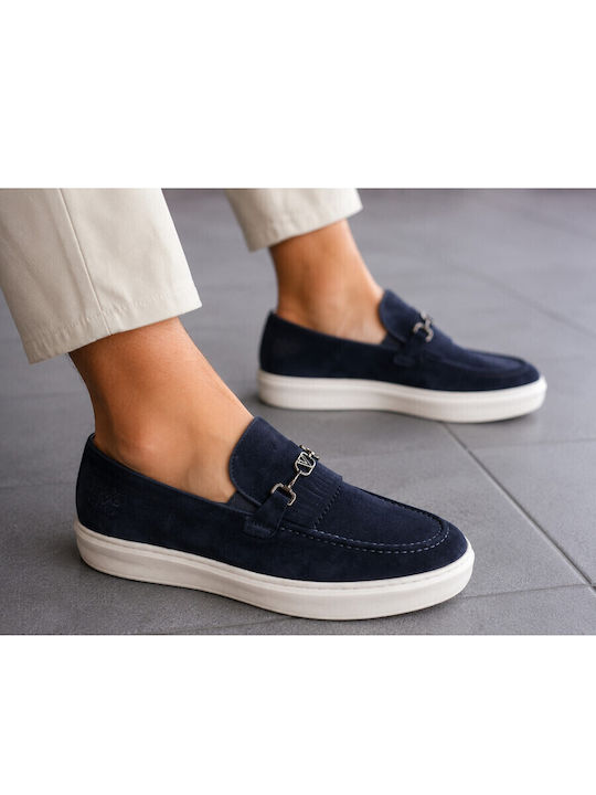 Suede Men's Loafers in Blue Colour