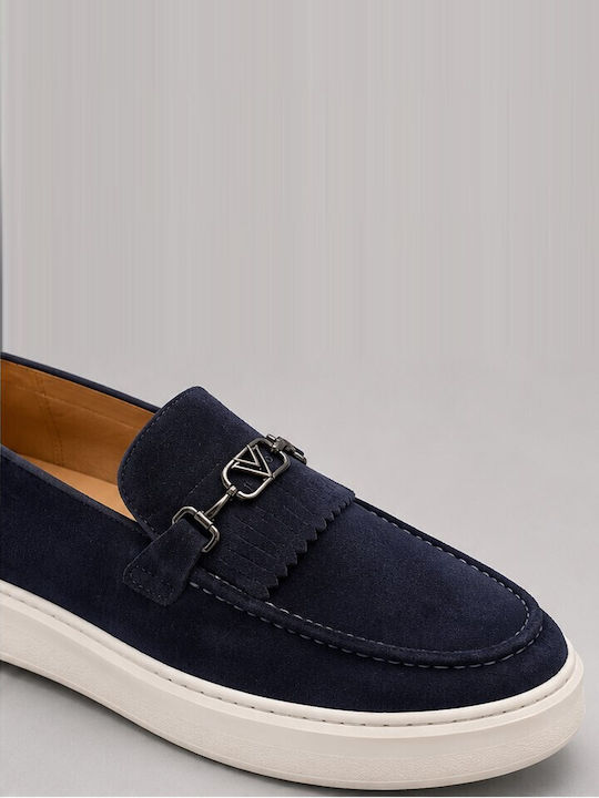 Suede Men's Loafers in Blue Colour
