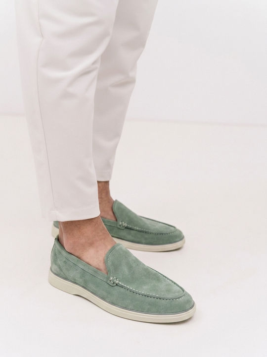 Suede Men's Loafers In Green Colour