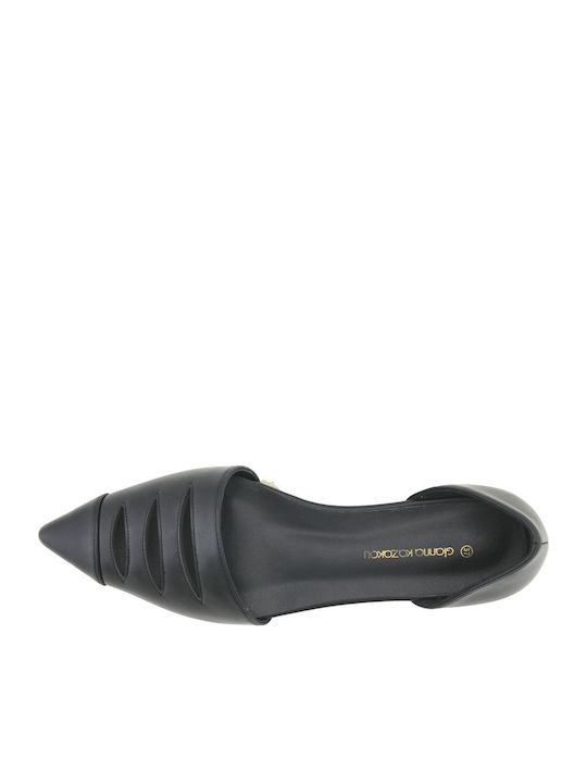 Damen Leder Ballerinas Schwarz