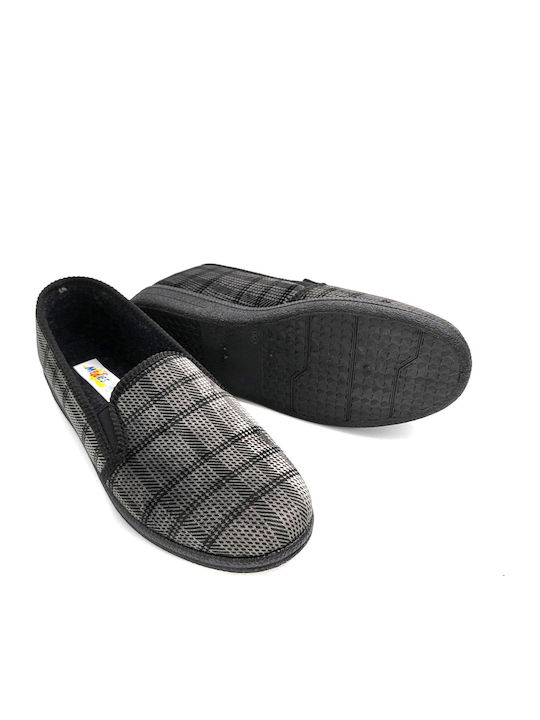 Heel Enclosed Winter Men's Gray Slippers