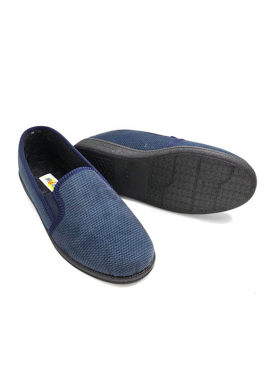 Heel Enclosed Winter Men's Blue Slippers