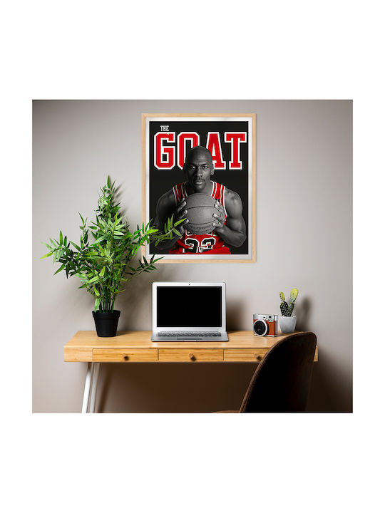Poster Nba Michael Jordan Aka Goat Snk290 40cm X 50cm Κορνίζα Καφέ Ξύλου
